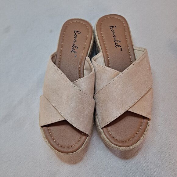 Bonnibel Platform Espadrilles Women’s Size 5.5 Tan Crisscross Slides Sandals - Picture 6 of 10